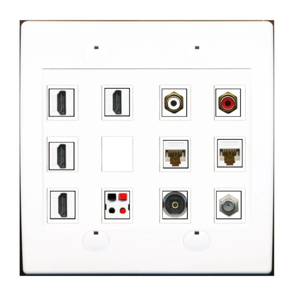Ultra Spec Cables Custom Wall Plate White with up to 12 Keystone Ports