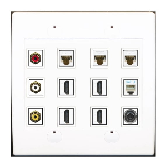 Ultra Spec Cables Custom Wall Plate White with up to 12 Keystone Ports