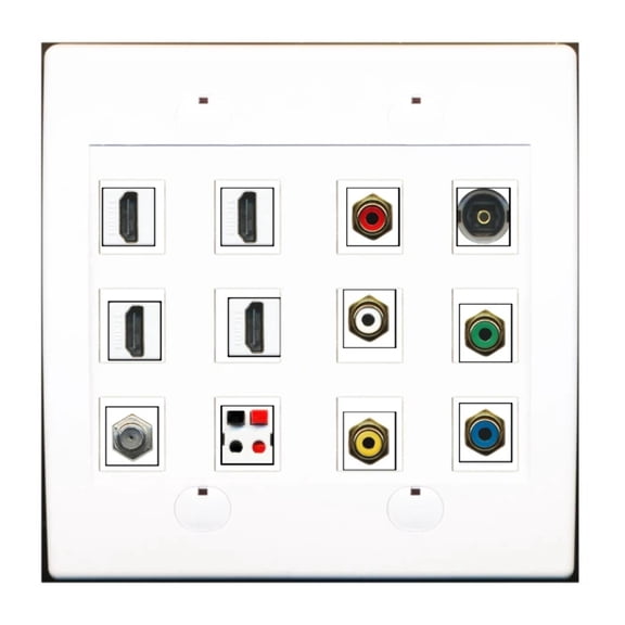 Ultra Spec Cables Custom Wall Plate White with up to 12 Keystone Ports