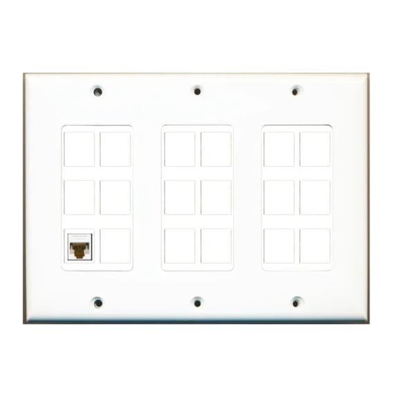 Ultra Spec Cables Custom Wall Plate White with up to 18 Keystone Ports