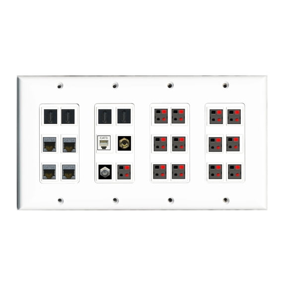 Ultra Spec Cables Custom Wall Plate White with up to 24 Keystone Ports