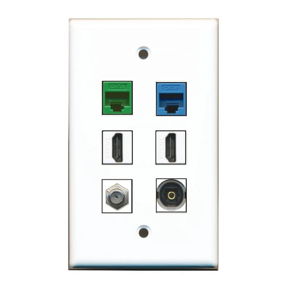 Ultra Spec Cables Custom Wall Plate White with up to 6 Keystone Ports