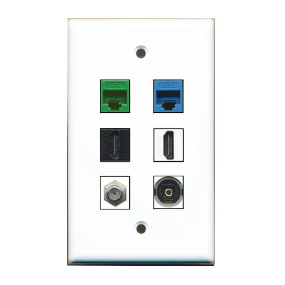 Ultra Spec Cables Custom Wall Plate White with up to 6 Keystone Ports