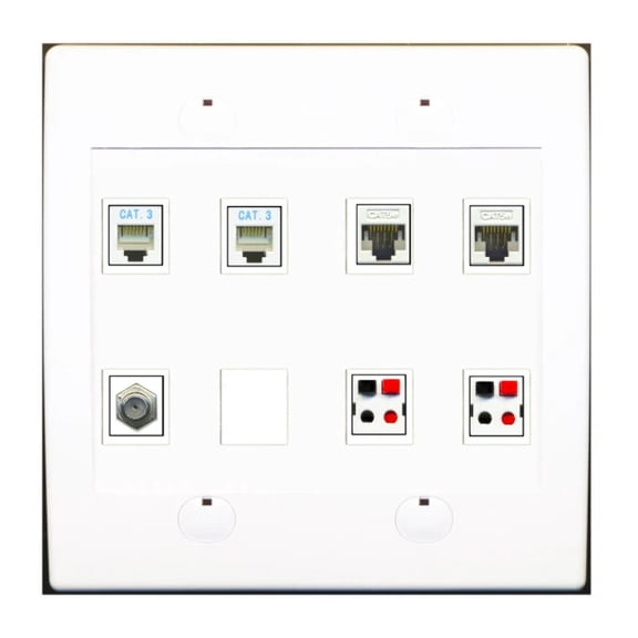 Ultra Spec Cables Custom Wall Plate White with up to 8 Keystone Ports