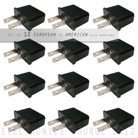 Ultra Spec Cables European to American Outlet Plug Adapter - 12 Pack