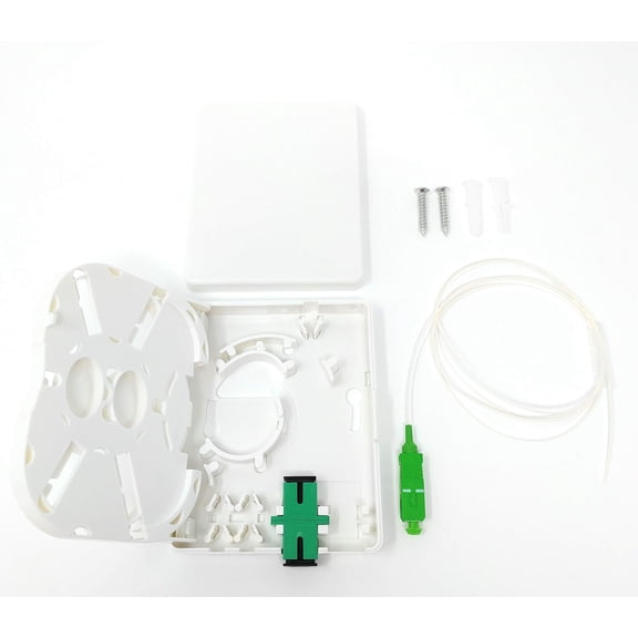 Ultra Spec Cables FTTH 1 Port SC-APC Fiber Termination Box Kit (Includes 1 x SC-APC Simplex Coupler and 1 x 1 Meter SC-APC 900um Pigtail) for Splice