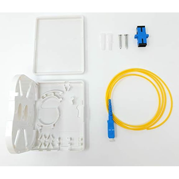 Ultra Spec Cables FTTH 1 Port SC-UPC Fiber Termination Box Kit (Includes 1 x SC-UPC Simplex Coupler and 1 x 1 Meter SC-UPC 2.0mm Pigtail) for Splice
