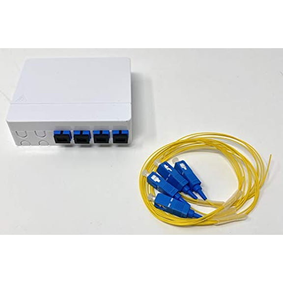 Ultra Spec Cables FTTH 4 Port SC-UPC Fiber Termination Kit (Includes 4 x SC-UPC Simplex Couplers and 4 x 1 Meter SC-UPC Pigtails) for Splice
