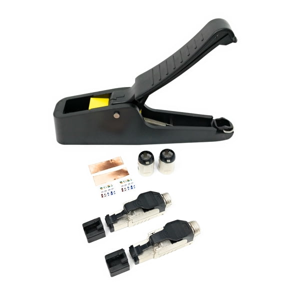 Ultra Spec Cables Field Installable Cat6A Connectors - Black (2 Pack), Crimp Tool Included