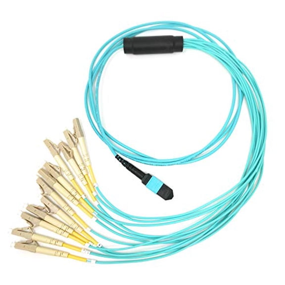 Ultra Spec Cables Multimode OM3 MPO Male to 12 x LC-UPC Simplex Breakout Cable, 1 Meter