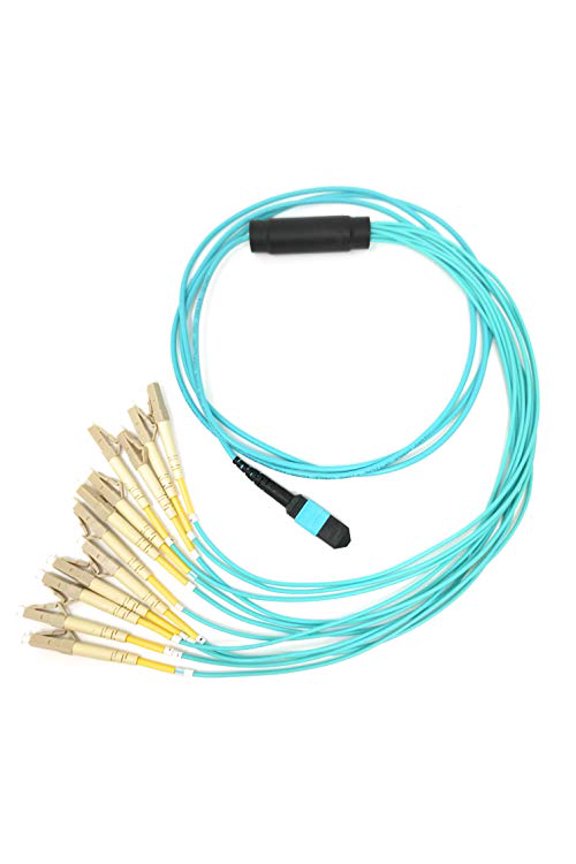 Ultra Spec Cables Multimode OM3 MPO Male to 12 x LC-UPC Simplex Breakout Cable, 1 Meter