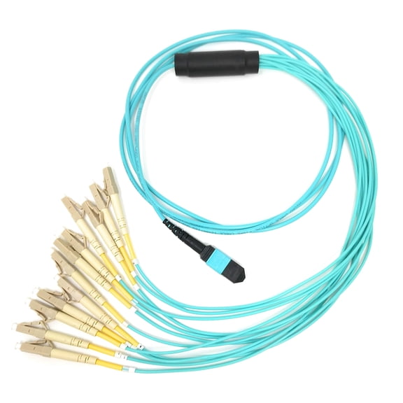 Ultra Spec Cables Multimode OM3 MPO Male to 12 x LC-UPC Simplex Breakout Cable, 2 Meter