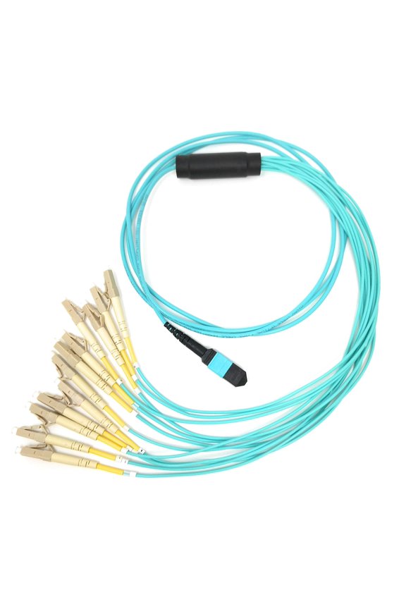 Ultra Spec Cables Multimode OM3 MPO Male to 12 x LC-UPC Simplex Breakout Cable, 25 Meter