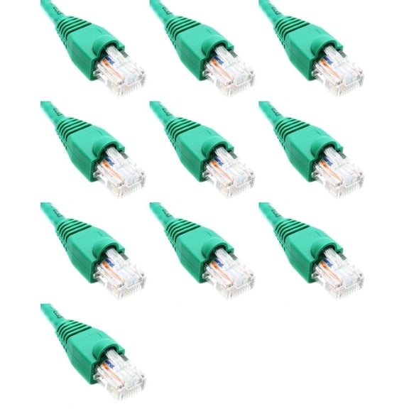 Ultra Spec Cables Pack of 10 - Green 2FT Cat6 Ethernet Network Cable LAN Internet Patch Cord RJ45 Gigabit