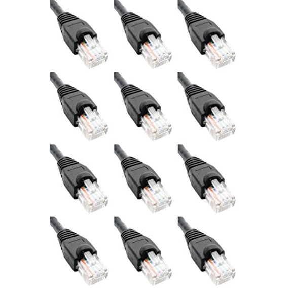 Ultra Spec Cables Pack of 12 - Black 1FT Cat6 Ethernet Network Cable LAN Internet Patch Cord RJ45 Gigabit