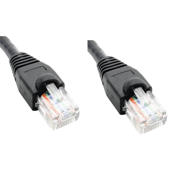 Ultra Spec Cables Pack of 2 - Black 1FT Cat6 Ethernet Network Cable LAN Internet Patch Cord RJ45 Gigabit