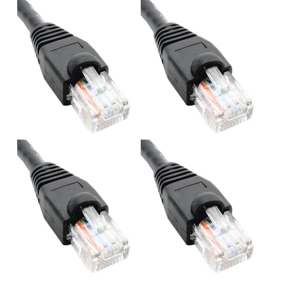 Ultra Spec Cables Pack of 4 - Black 1FT Cat6 Ethernet Network Cable LAN Internet Patch Cord RJ45 Gigabit