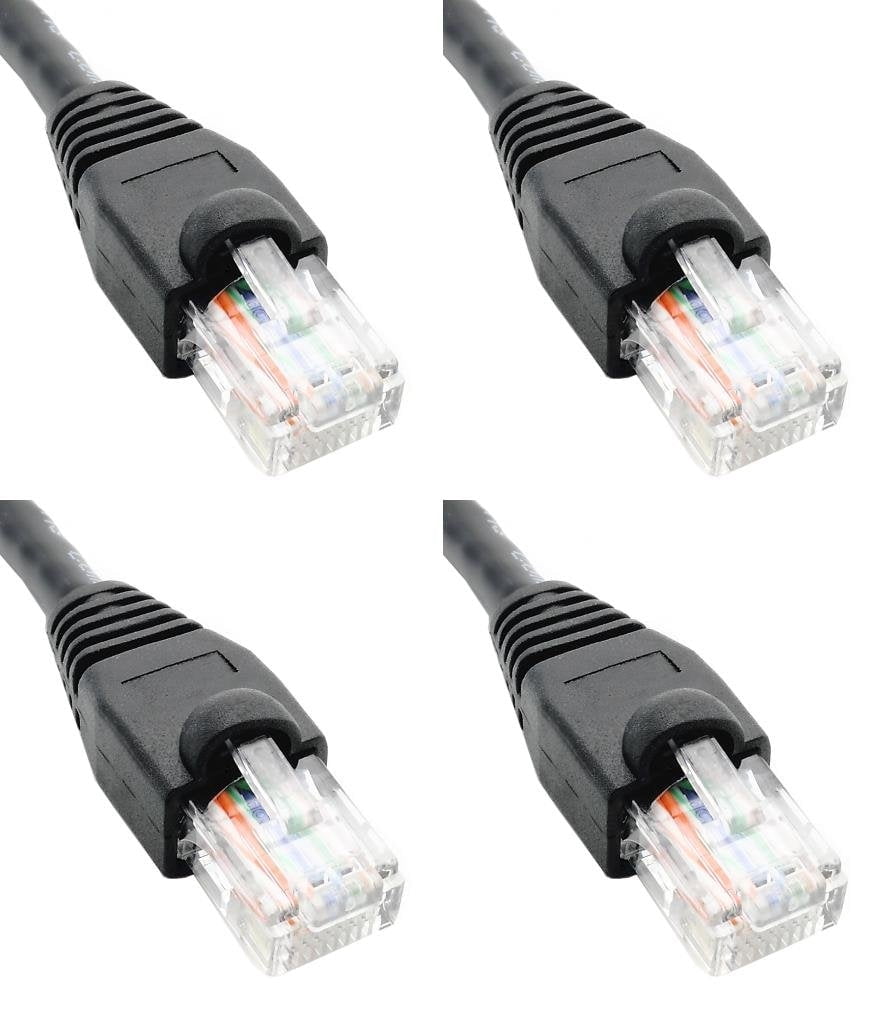 Ultra Spec Cables Pack of 4 - Black 2FT Cat6 Ethernet Network Cable LAN ...
