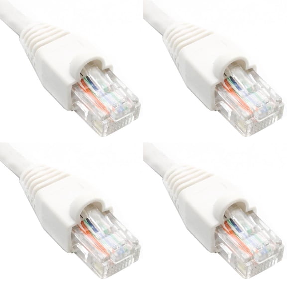 Ultra Spec Cables Pack of 4 - White 2FT Cat6 Ethernet Network Cable LAN Internet Patch Cord RJ45 Gigabit