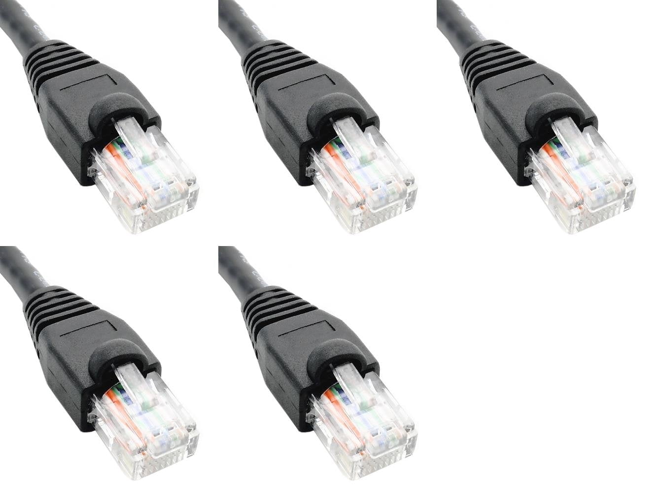 Ultra Spec Cables Pack of 5 - Black 1FT Cat6 Ethernet Network Cable LAN Internet Patch Cord RJ45 Gigabit