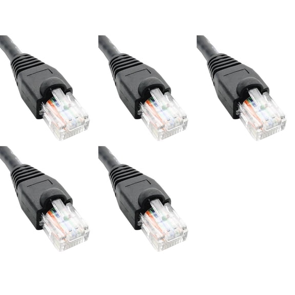 Ultra Spec Cables Pack of 5 - Black 1FT Cat6 Ethernet Network Cable LAN Internet Patch Cord RJ45 Gigabit