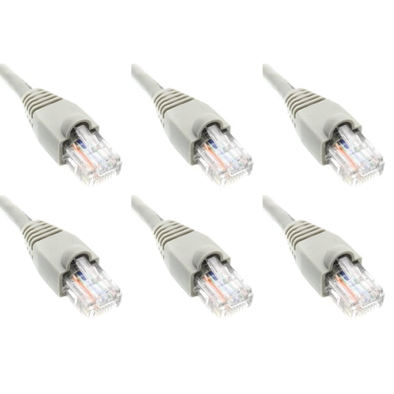 Ultra Spec Cables Pack of 6 - Gray 1FT Cat6 Ethernet Network Cable LAN Internet Patch Cord RJ45 Gigabit