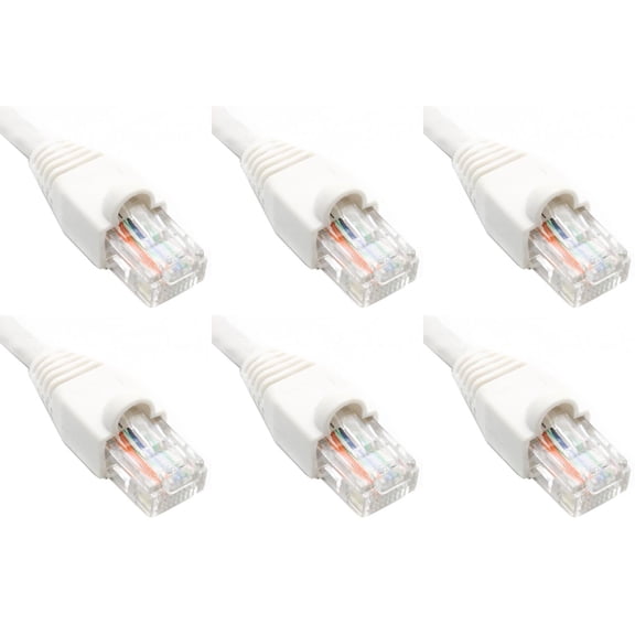 Ultra Spec Cables Pack of 6 - White 1FT Cat6 Ethernet Network Cable LAN Internet Patch Cord RJ45 Gigabit