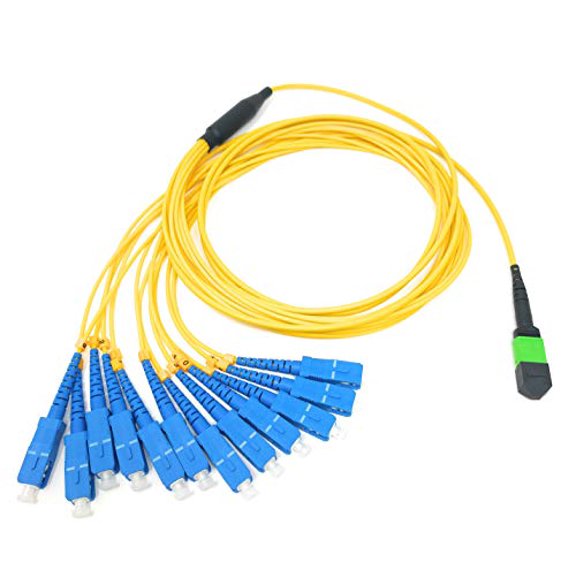 Ultra Spec Cables Singlemode MPO Female APC to 12 x SC-UPC Simplex Breakout Cable, 1 Meter