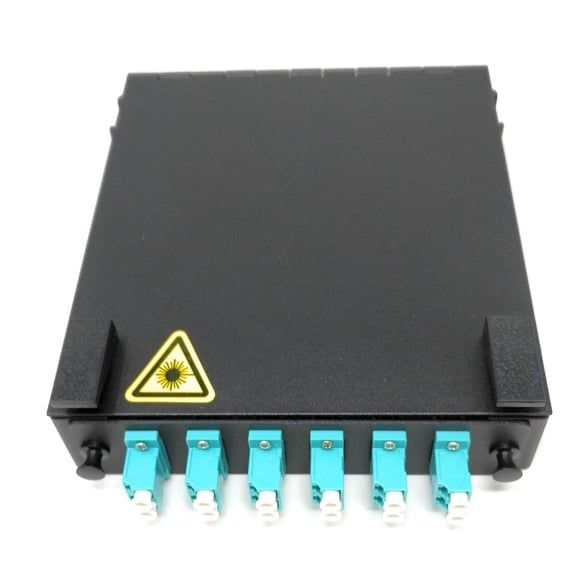 Ultra Spec Cables Wall Mount Fiber Enclosure with Splicing Module and Loaded 6 Port LC-UPC OM3 Multimode Duplex LGX Panel