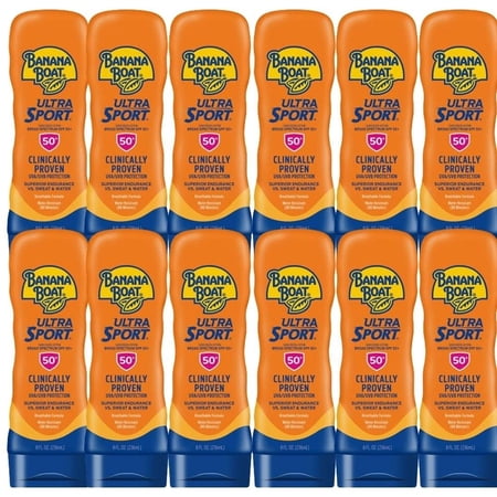 Ultra Sport Sunscreen SPF 50 - Heat, Sweat & Waterproof Sunscreen for Swimming & Sport Activities as Sun Block | Non Greasy Sunscreen in Breathable Formula| 8 OZ Per Pack, Pack of 12