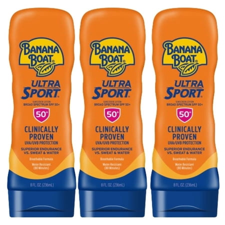 Ultra Sport Sunscreen SPF 50 - Heat, Sweat & Waterproof Sunscreen for Swimming & Sport Activities as Sun Block | Non Greasy Sunscreen in Breathable Formula| 8 OZ Per Pack, Pack of 3