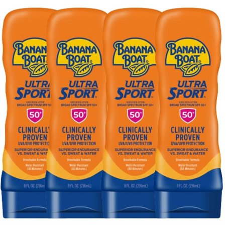 Ultra Sport Sunscreen SPF 50 - Heat, Sweat & Waterproof Sunscreen for Swimming & Sport Activities as Sun Block | Non Greasy Sunscreen in Breathable Formula| 8 OZ Per Pack, Pack of 4