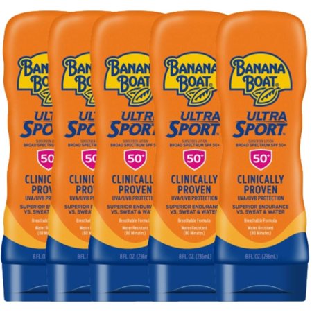 Ultra Sport Sunscreen SPF 50 - Heat, Sweat & Waterproof Sunscreen for Swimming & Sport Activities as Sun Block | Non Greasy Sunscreen in Breathable Formula| 8 OZ Per Pack, Pack of 5