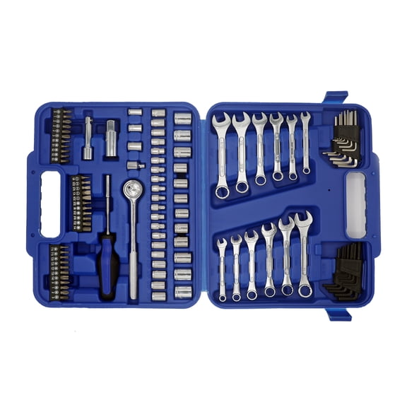 Ultra Steel 113-Piece Professional Mechanic Tool Set with Ratchet, Sockets, Wrenches, Hex Keys, Bits, Blow Mold Case