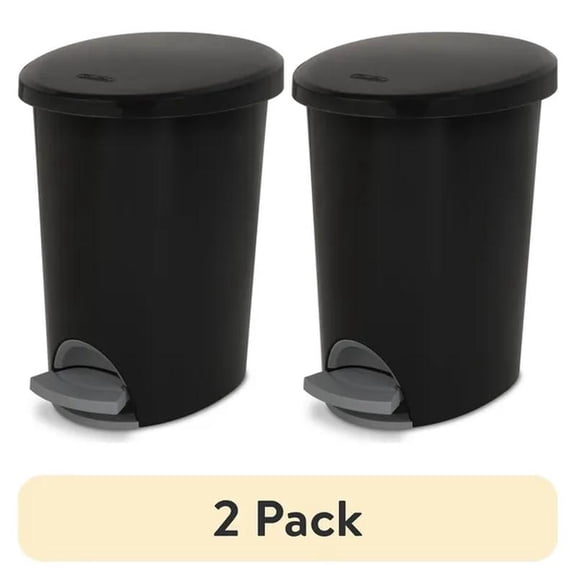 Ultra StepOn Wastebasket, Plastic Trash Can, Step On to Open, Black