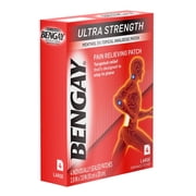 Ultra Strength Bengay Pain Relief Patches, Large, 3.9 x 7.9 in, 4 Count