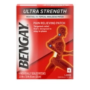 Ultra Strength Bengay Pain Relief Patches, Large, 3.9 x 7.9 in, 4 Count