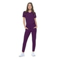 thumbnail image 1 of Ultra Stretch Form Fitting Womens Scrub Set (Eggplant, Small), 1 of 6