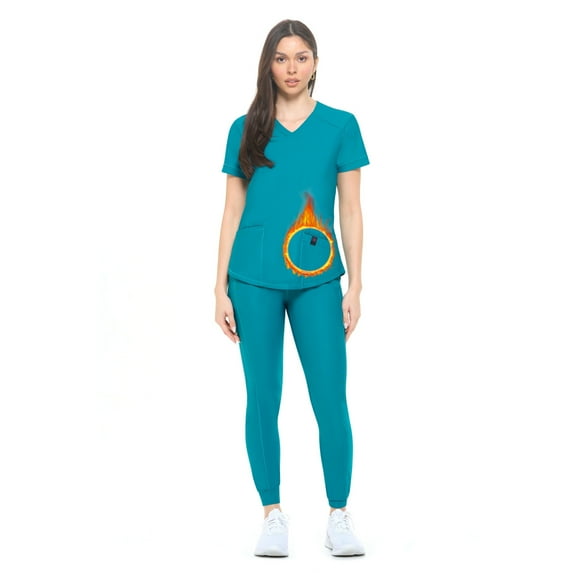 Ultra Stretch Womens Jogger Scrub Set (Teal, 2X-Large)