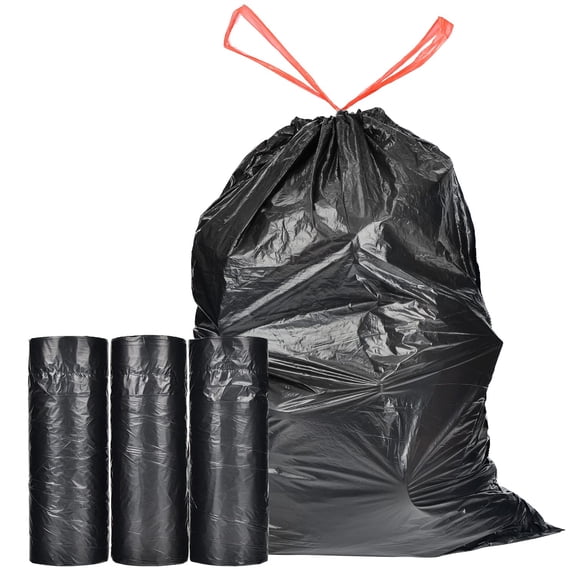 Ultra Strong 15 Gallon Drawstring Trash Bags (102 Count) Large Heavy Duty Thicken Plastic Tall Kitchen Garbage Black For Office Lawn Yard
