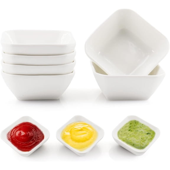 Ultra-Strong 3 Oz 6 Pack Ceramic Dip Bowls Set, Mini Bowl Soy Sauce Plate, Condiment Server, Can be Used for Ketchup, Vinegar,BBQ and Party Dinner