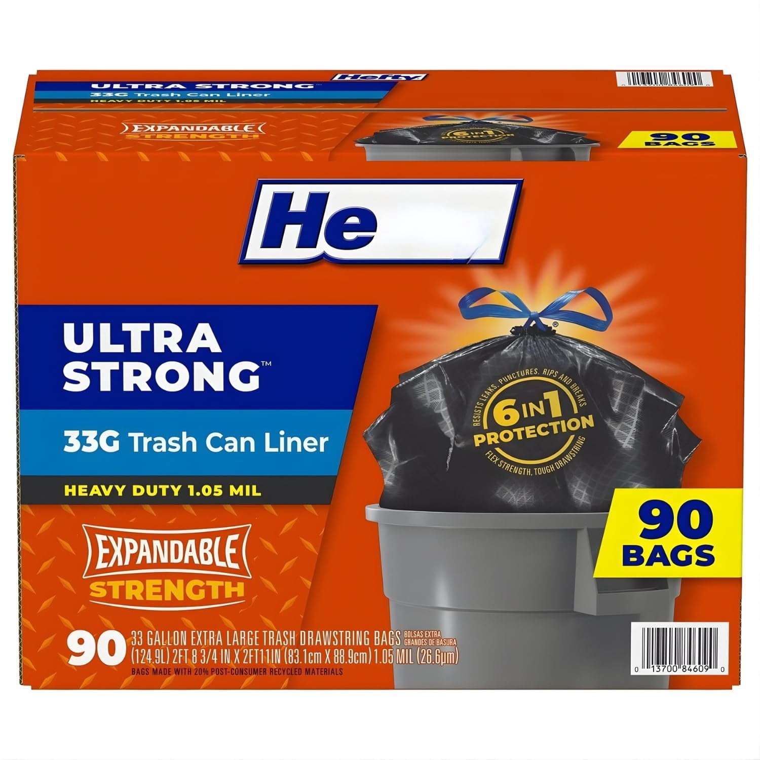 Ultra Strong 33 Gallon Trash Bags – Heavy Duty, Tear-Resistant Garbage Liners (90 Pack)