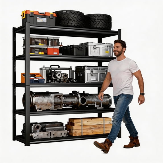 Ultra-Strong Adjustable Shelf Unit, 4-Tier Metal Shelving Organizer with 600 lb/Shelf Rating, Ideal for Home Garage Storage, Pantry, Office, Laundry & Utility Rooms | 40" x 18" x 54"