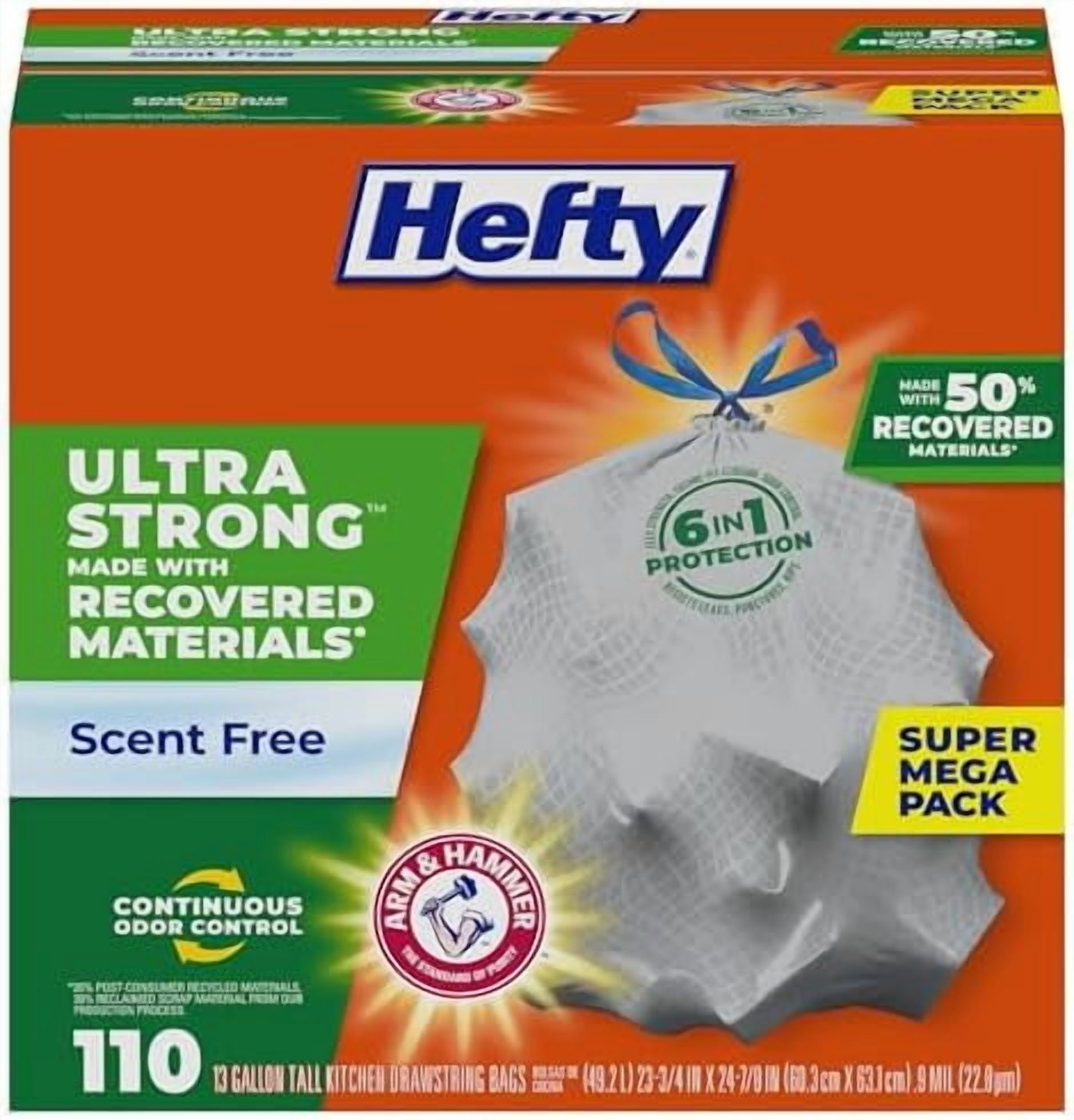 Ultra Strong Made with 50% Recovered Materials* Tall Kitchen Trash Bags ...