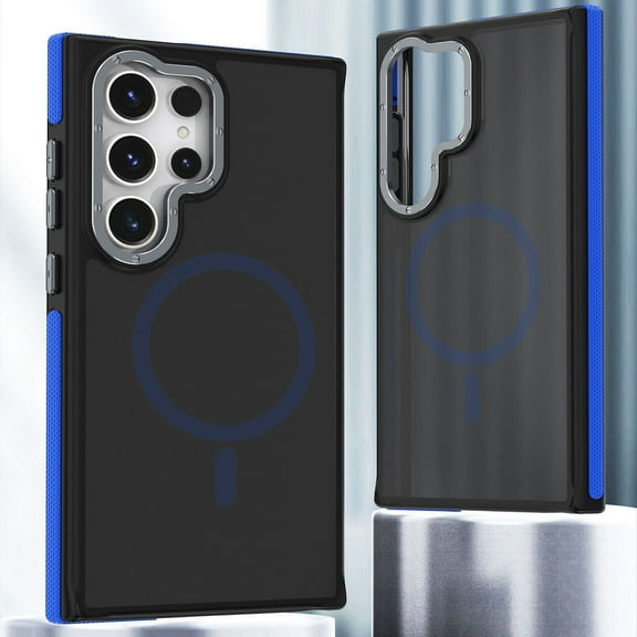 Ultra Strong Magnetic for Samsung Galaxy S23 Ultra Case,Military Grade Drop Protection,Compatible with MagSafe,Shockproof Anti-Scratch Translucent Matte Slim Fit Stylish Phone Protective Cover,Blue