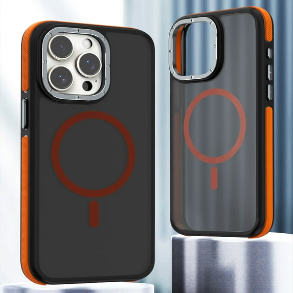 Ultra Strong Magnetic for iPhone 13 Pro Max Case, Military Grade Drop Protection, Compatible with MagSafe, Shockproof Anti-Scratch Translucent Matte Slim Fit Stylish Phone Protective Cover,Orange