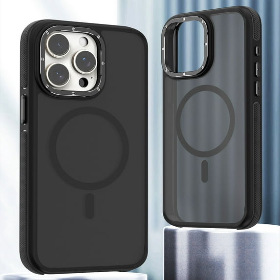 Ultra Strong Magnetic for iPhone 14 Pro Max Case, Military Grade Drop Protection, Compatible with MagSafe, Shockproof Anti-Scratch Translucent Matte Slim Fit Stylish Phone Protective Cover,Black
