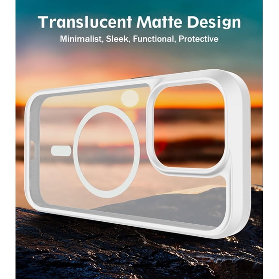 Ultra Strong Magnetic for iPhone 15 Pro Case, [Compatible with Magsafe]  Slim Translucent Matte Shockproof Case for iPhone 15 Pro Case 6.1 inch, Frosted White