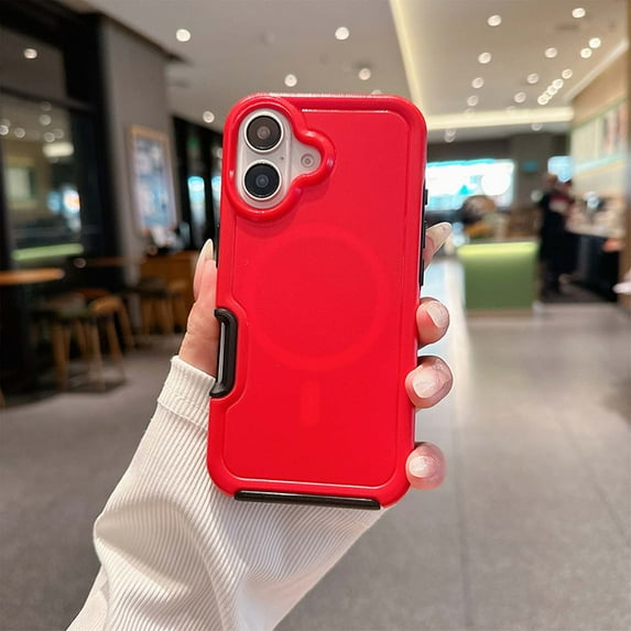 Ultra Strong Magnetic for iPhone 16 Plus Case, Military Grade Drop Protection, Compatible with MagSafe, Shockproof Anti-Scratch Matte Slim Fit Stylish Phone Protective Cover,Red