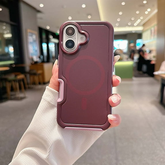 Ultra Strong Magnetic for iPhone 16 Plus Case, Military Grade Drop Protection, Compatible with MagSafe, Shockproof Anti-Scratch Matte Slim Fit Stylish Phone Protective Cover,Winered
